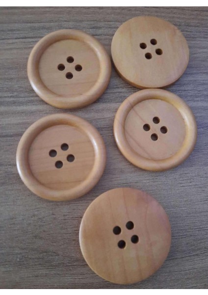 Doğal Ahsap Tahta Düğme 4 cm 1paket 5 Adet modelleri