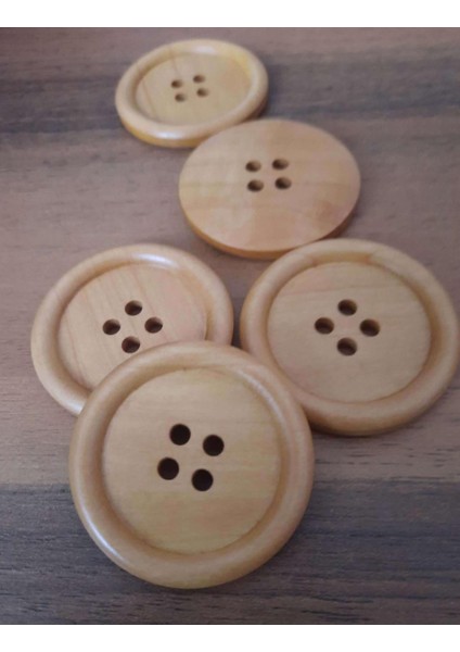 Doğal Ahsap Tahta Düğme 4 cm 1paket 5 Adet fırsatları