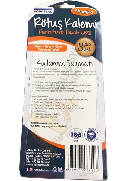 Üçlü Mobilya Rötuş Kalemi Seti - Açık-Orta-Koyu Kahverengi fiyatları