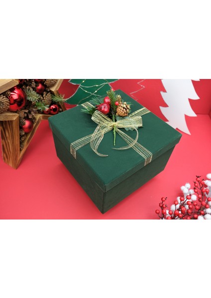 Yılbaşı Kadife Boş Hediye Kutusu - Sert Karton Kutu- 25 cm X25 cm X16 cm fiyatları