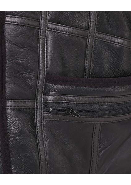 Erkek Siyah Içi Kürk Detaylı Hakiki Deri Yelek modelleri