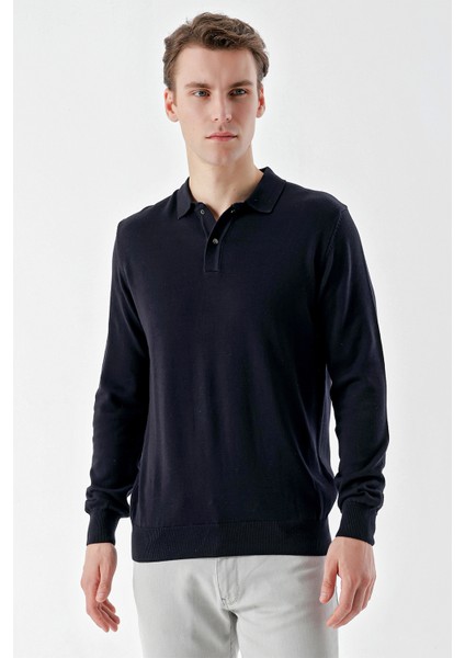 Erkek Marine Basic Polo Yaka Dynamic Fit Rahat Kesim Triko