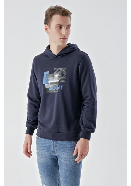 Erkek Lacivert Trend Kapüşonlu Sweat-Shirt