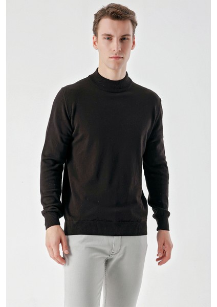 Erkek Siyah Basic Yarım Balıkçı Yaka Dynamic Fit Rahat Kesim Triko fiyatları