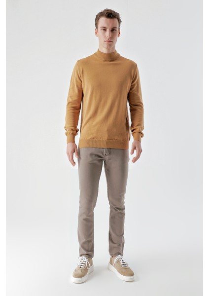 Erkek Camel Basic Yarım Balıkçı Yaka Dynamic Fit Rahat Kesim Triko indirimleri