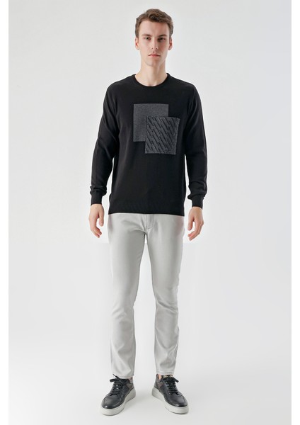 Erkek Siyah Trend Roma Bisiklet Yaka Dynamic Fit Rahat Kesim Triko indirimleri