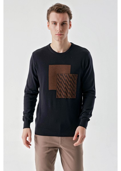 Erkek Lacivert Trend Roma Bisiklet Yaka Dynamic Fit Rahat Kesim Triko fiyatları