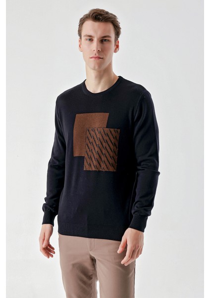 Erkek Lacivert Trend Roma Bisiklet Yaka Dynamic Fit Rahat Kesim Triko modelleri