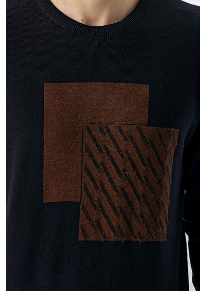 Erkek Lacivert Trend Roma Bisiklet Yaka Dynamic Fit Rahat Kesim Triko fırsatları