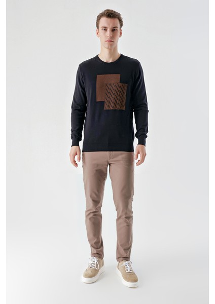 Erkek Lacivert Trend Roma Bisiklet Yaka Dynamic Fit Rahat Kesim Triko indirimleri