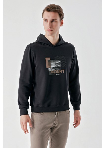 Erkek Siyah Trend Kapüşonlu Sweat-Shirt modelleri