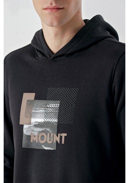Erkek Siyah Trend Kapüşonlu Sweat-Shirt fırsatları