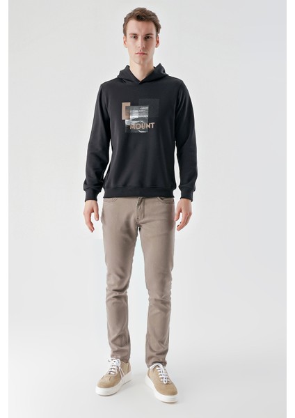 Erkek Siyah Trend Kapüşonlu Sweat-Shirt indirimleri