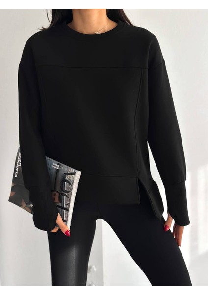 Önden Yırtmaçlı Içi Polarlı Basic 3 Iplik Sweatshirt fiyatları