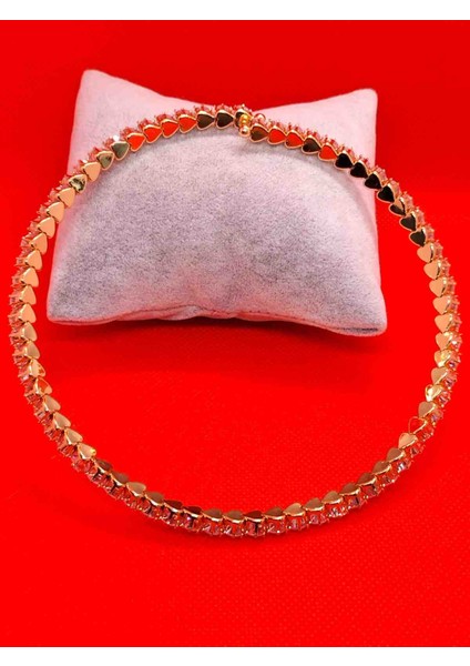 Zd Bellefemme Kadın Çelik Choker Kalp Li Taşlı Gold Kolye