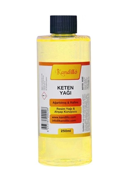 Kandillo Ağartılmış Keten Yağı 250 Ml. Rafine Resim Yağı