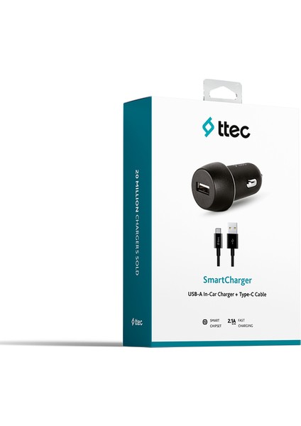 Virox Ttec 2CKS20CS 2.1A Araç Şarj Aleti+Type-C Kablo