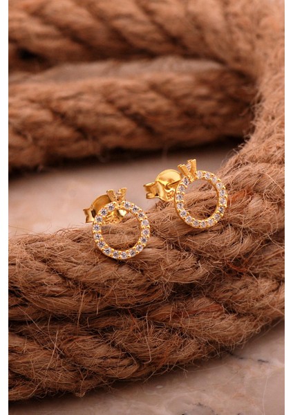 Tektaş Mini Altın Kaplama Gümüş Küpe 6201