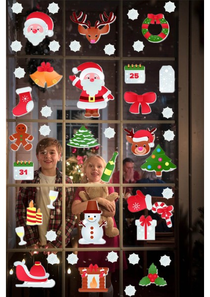 Yeni Yıl Merry Christmas Figürleri Cam Duvar Kapı Sticker Setleri - Yılbaşı Seti fiyatları