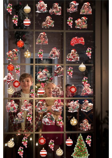 Yılbaşı Yeni Yıl Prensesler 73 Parça Mega Cam Duvar Kapı Sticker Seti- Yılbaşı Seti fiyatları