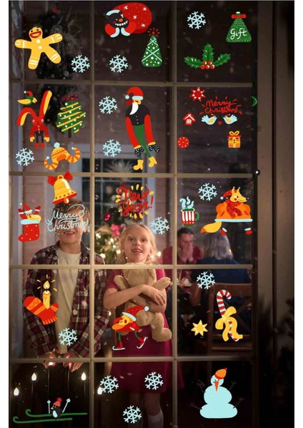 Yeni Yıl Merry Christmas Figürleri Cam Duvar Kapı Sticker Setleri - Yılbaşı Seti fiyatları