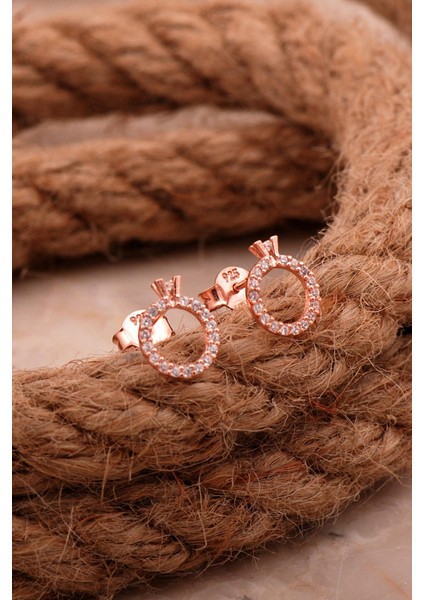 Tektaş Mini Rose Gümüş Küpe 6202