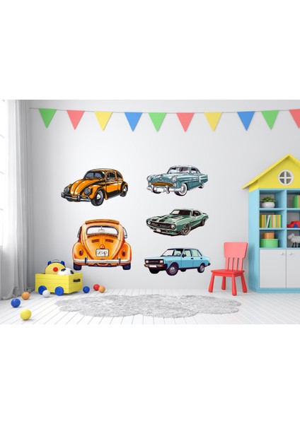 15 Adet Arabalı Duvar Sticker