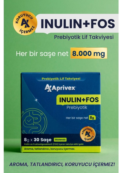 Inulin + Fos Prebiyotik Lif Takviyesi 30 Günlük Saşe fiyatları