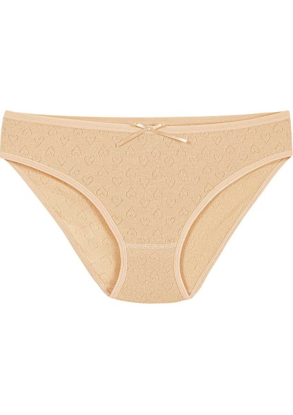 6'Lı Pamuk Kadın Jakarlı Kalpli Bikini Külot Q3575