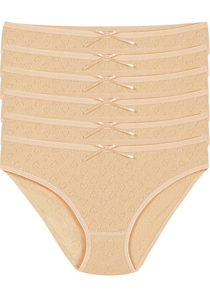 6'Lı Pamuk Kadın Jakarlı Kalpli Bikini Külot Q3575 fiyatları