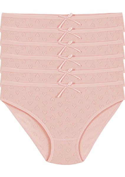 6'Lı Pamuk Kadın Jakarlı Kalpli Bikini Külot Q3575 fiyatları