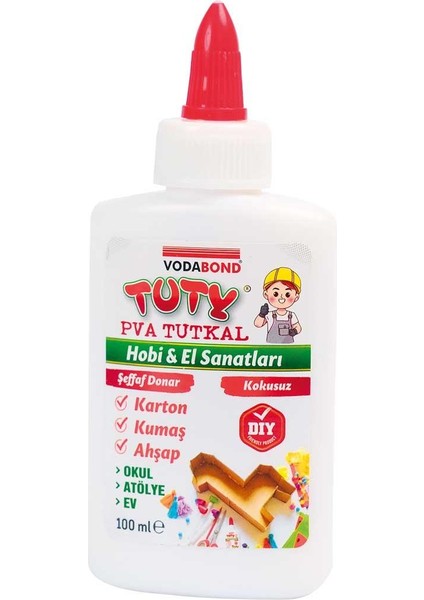 Tuty Pva Karton-Ahşap-Kumaş Tutkalı Şeffaf 100 Ml.