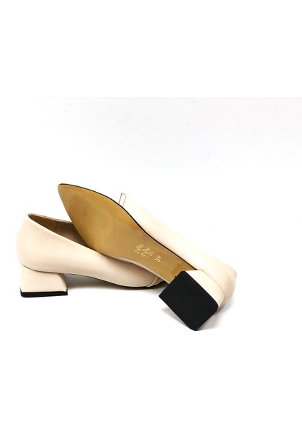 Kafkaslar 3 cm Kalın Topuk Zincir Taş Detaylı Kadın Stiletto Klasik Ayakkabı modelleri