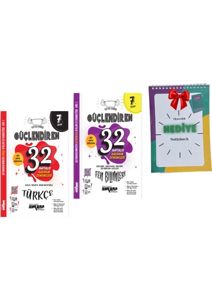 Yeni Müfredat 7.Sınıf 2024 Türkçe, Fen Bilimleri 32 Haftalık Kazanım Denemeleri Seti