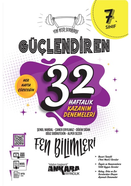 Yeni Müfredat 7.Sınıf Fen Bilimleri Güçlendiren 32 Haftalık Kazanım Denemeleri "yeni Nesil Sorularla"