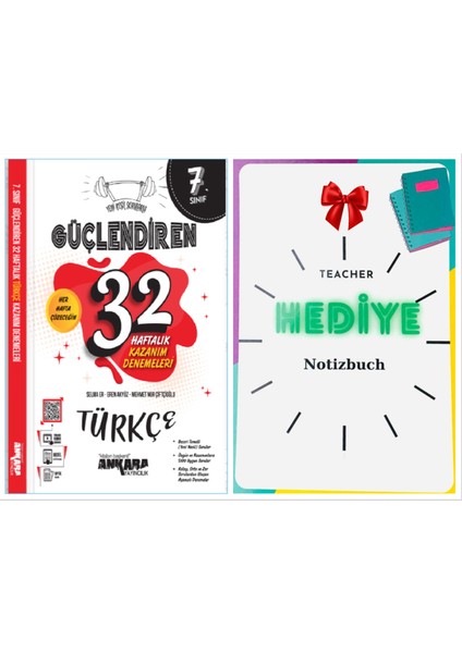 Yeni Müfredat 7.Sınıf 2024 Türkçe 32 Haftalık Kazanım Denemeleri Seti