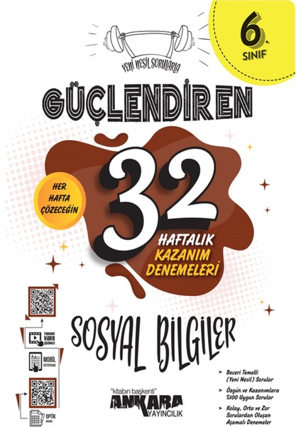 Yeni Müfredat 6.Sınıf Güçlendiren 32 Haftalık Sosyal Bilgiler Kazanım Denemeleri "yeni Nesil Sorularla"