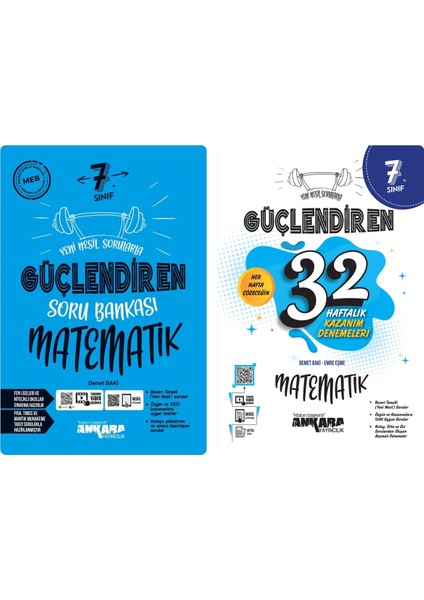 Yeni Müfredat 7.Sınıf Güçlendiren Soru Bankası Matematik + Güçlendiren 32 Haftalık Kazanım Denemeleri