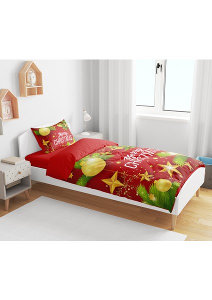 Erays Home Erayshome Yılbaşı Christmas 3D Dijital Baskılı Tek Kişilik (Çarşafsız) Nevresim Takımı
