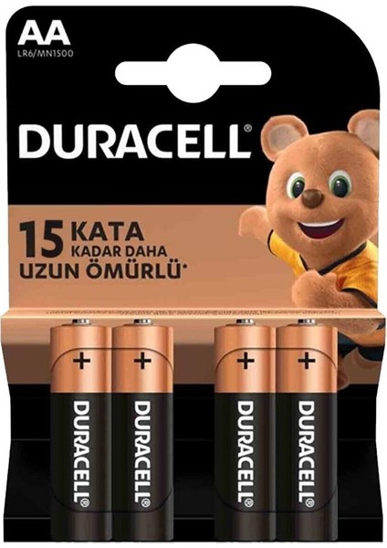 Duracell LR6/MN1500 Aa 1.5V Alkalin Kalem Pil (4lü) Paket  (81)