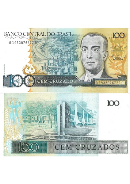 Brezilya 100 Cruzados Yabancı Kağıt Para Çil (Unc) Koleksiyon Para