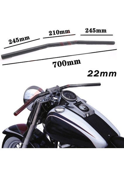 Chopper Cafe Racer Direksiyon Universal 22 mm Siyah