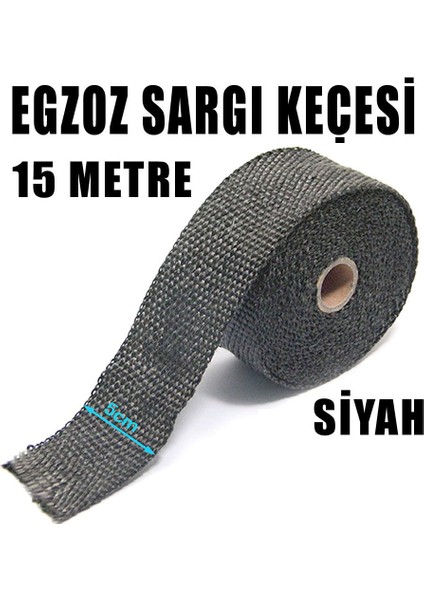 Egzoz Yanmaz Sargı Keçesi 15 Metre Siyah