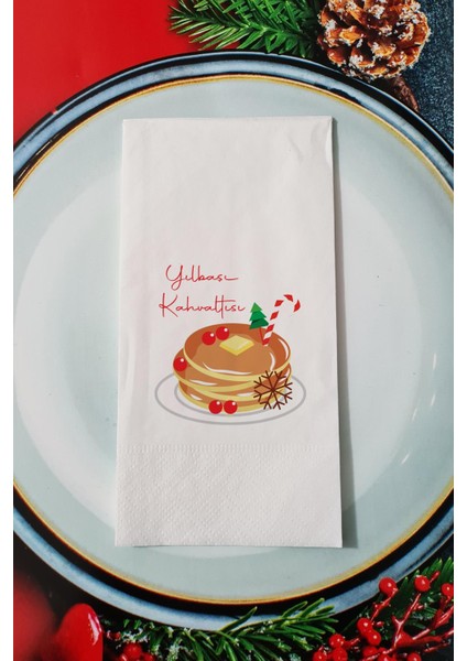 Yılbaşı Kahvaltısı Yazıl Pancake Yeni Yıl Sunum Peçetesi