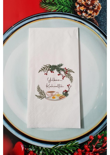 Yılbaşı Kahvaltısı Yazılı Yılbaşı - Yeni Yıl Sunum Peçetesi