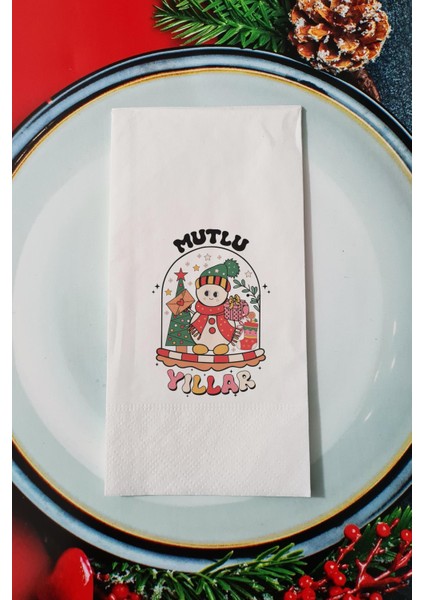 Mutlu Yıllar Yazılı Retro Yılbaşı - Yeni Yıl Sunum Peçetesi