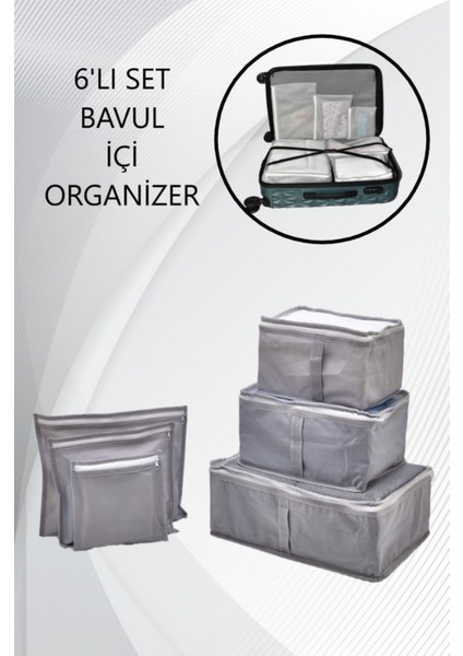 Fine Cleangri 6' Lı Set Bavul Organizer Valiz Düzenleyici Bavul Içi Çantası Düzenleyici