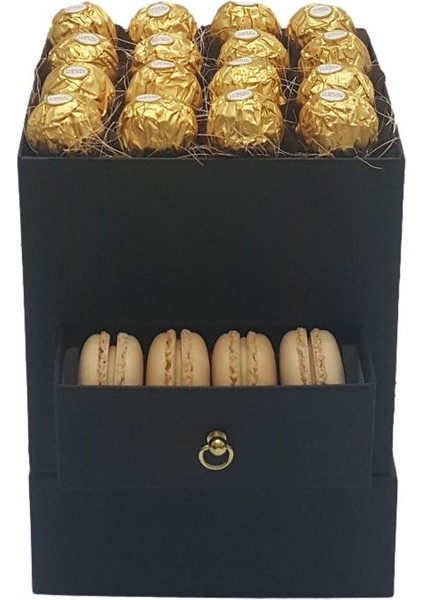 Kare Siyah Kutuda Ferrero Rocher ve Makaron