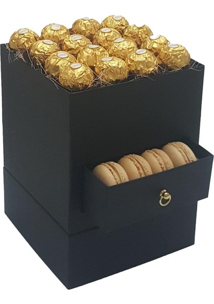 Kare Siyah Kutuda Ferrero Rocher ve Makaron modelleri