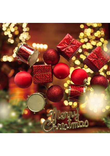 Yılbaşı Çam Ağacı Süsü Karışık Kırmızı Noel Seti Asılı Ağaç Süsü Yılbaşı Ağacı Süsleme Noel Süsleri